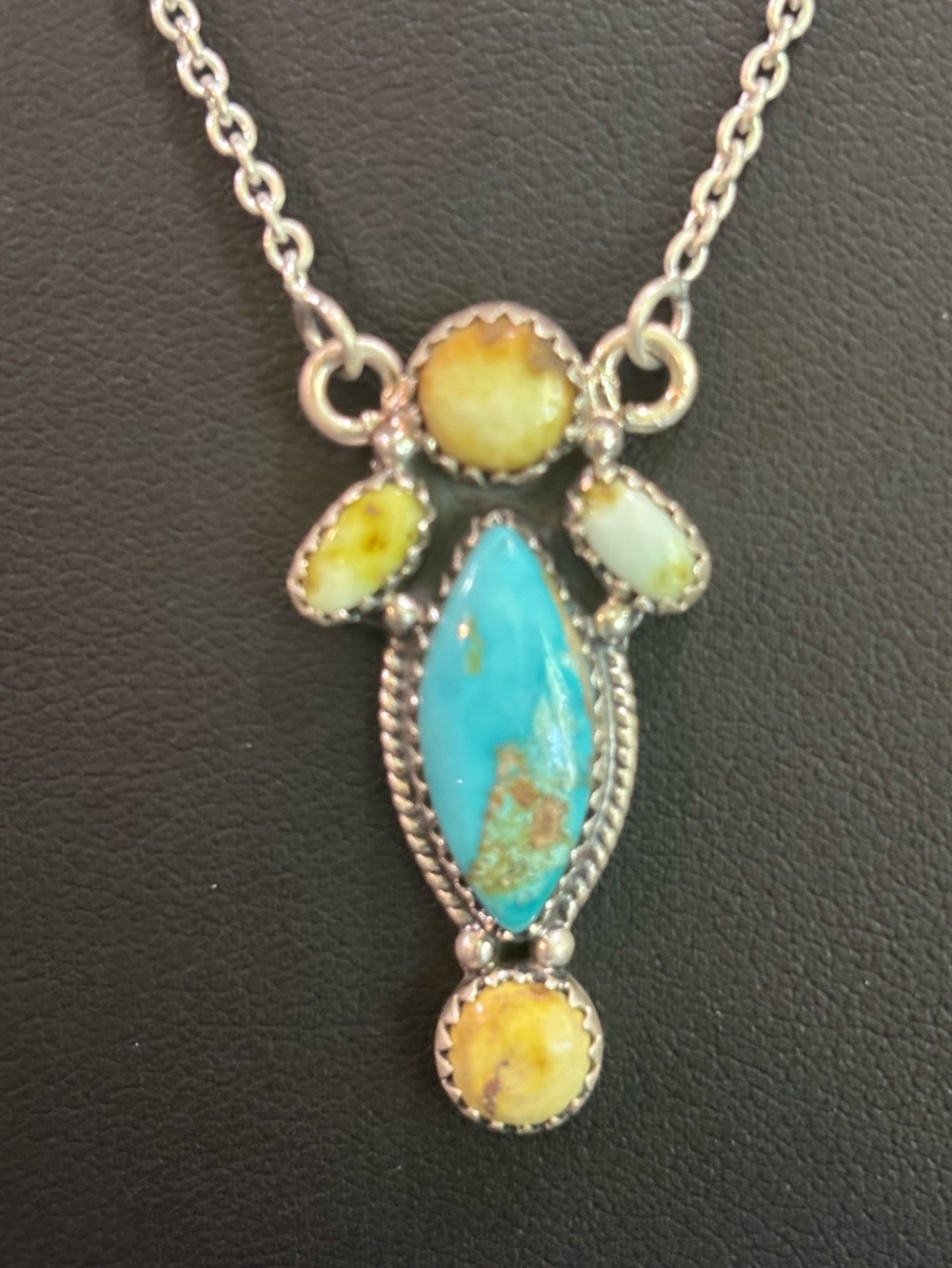 Turquoise and Palomino Sterling Silver Pendant Necklace NWOT